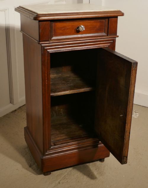fig 1. French Mahogany and Marble Bedside Cupboard