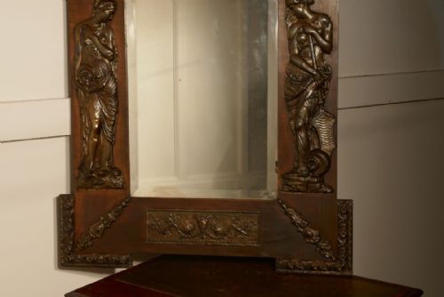 fig 1. A Large Napoleon III French Bronze and Fruitwood Mirror