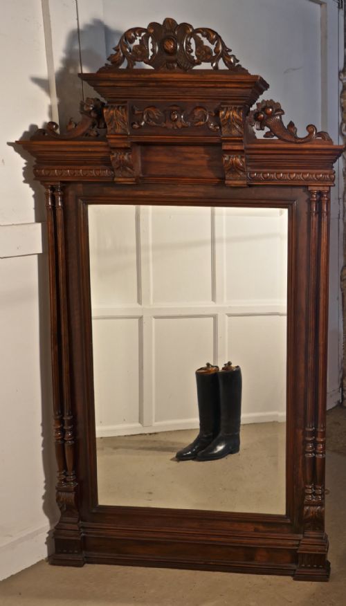 French Carved Walnut Wall Mirror