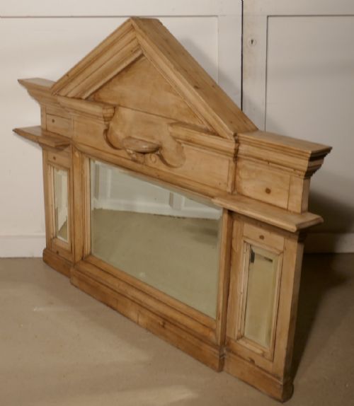 fig 1. Large Georgian Pine Over Mantle Mirror