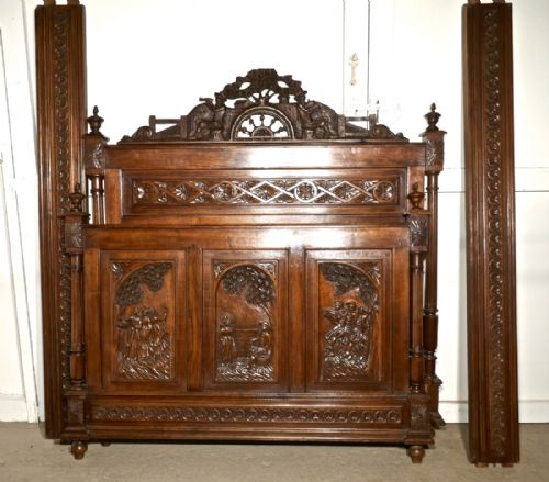 fig 3. Breton Carved Oak Marriage Double Bed