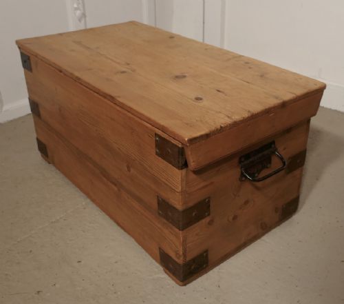 fig 1. Small Victorian Iron Bound Pine Blanket box