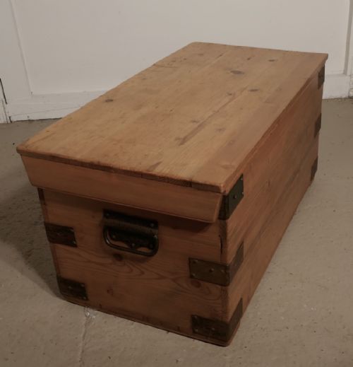 fig 2. Small Victorian Iron Bound Pine Blanket box