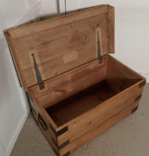 fig 3. Small Victorian Iron Bound Pine Blanket box