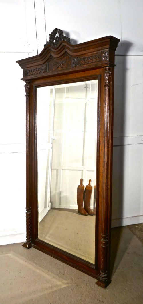 fig 2. A Very Large French Carved Oak Wall Mirror (7ft tall)