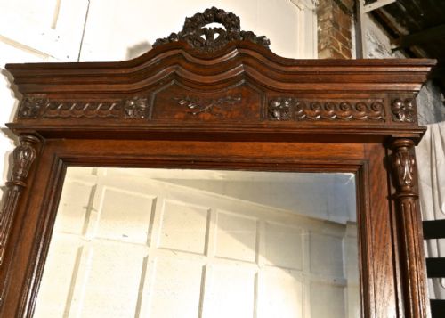 fig 3. A Very Large French Carved Oak Wall Mirror (7ft tall)