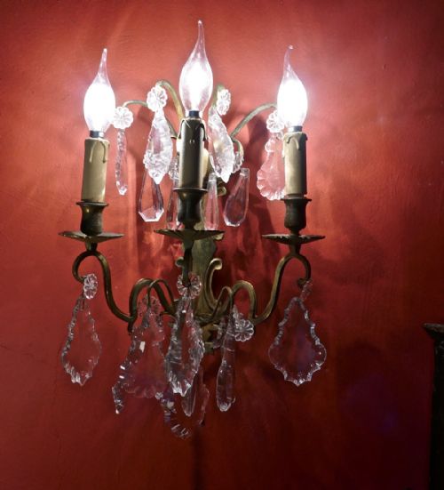 fig 1. A Pair of  Three Branch Wall Light Chandeliers