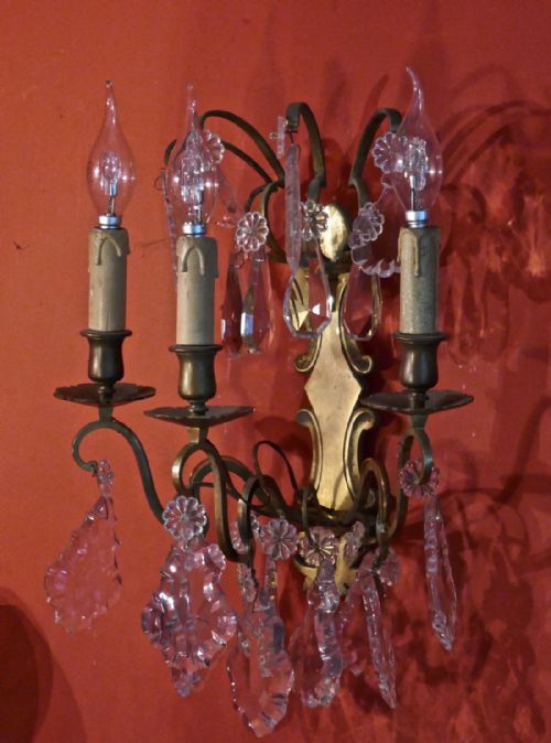 fig 2. A Pair of  Three Branch Wall Light Chandeliers