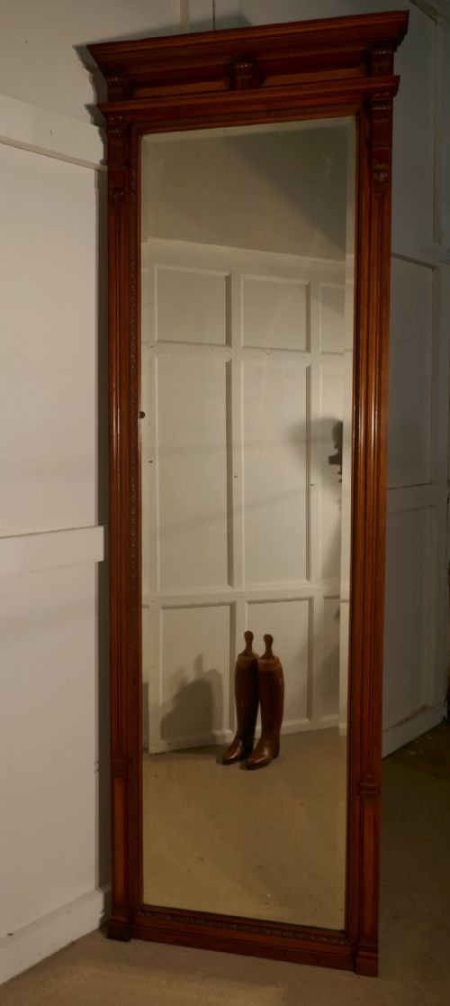 A Very Tall French Carved Walnut Wall Mirror, Pier Mirror