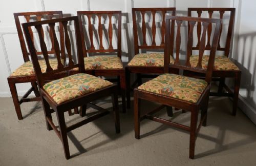 Set of 6 Georgian Elm Country Dining Chairs