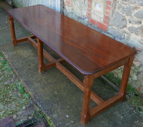 A 19th Century Arts and Crafts Oak and Mahogany Library Table, Boardroom Table