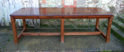 fig 1. A 19th Century Arts and Crafts Oak and Mahogany Library Table, Boardroom Table