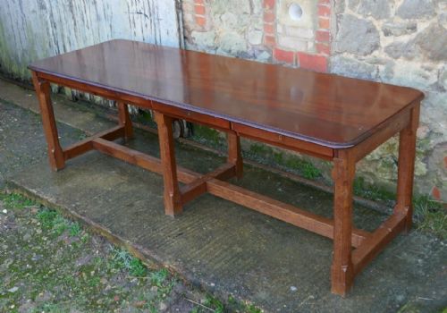 fig 3. A 19th Century Arts and Crafts Oak and Mahogany Library Table, Boardroom Table