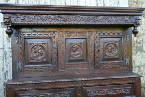 fig 3. 17th  Century Carved Oak Court Cupboard, Cottage Livery Cupboard 