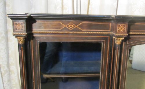 fig 3. Black Lacquer Break Front Glazed Bookcase Credenza