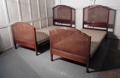 A Superb Pair of Art Deco Mahogany, Bergère  Twin Beds, by Maples