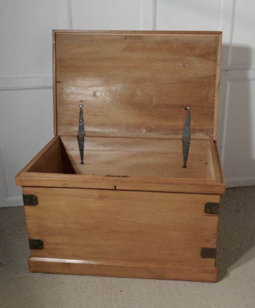 fig 1. A Superb Large Victorian Pine Chest with Iron Banding