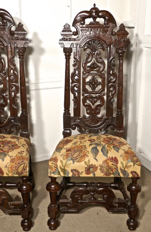 fig 4. A pair of French Carved Oak Hall Chairs, Wedding Thrones 