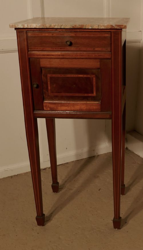 French 19th Century Inlaid Mahogany Bedside Cabinet