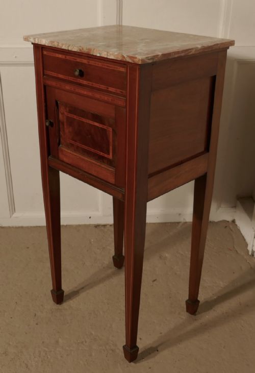 fig 1. French 19th Century Inlaid Mahogany Bedside Cabinet  