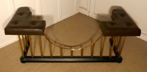fig 1. Large Brass and Iron Club Fender, with Leather Seats