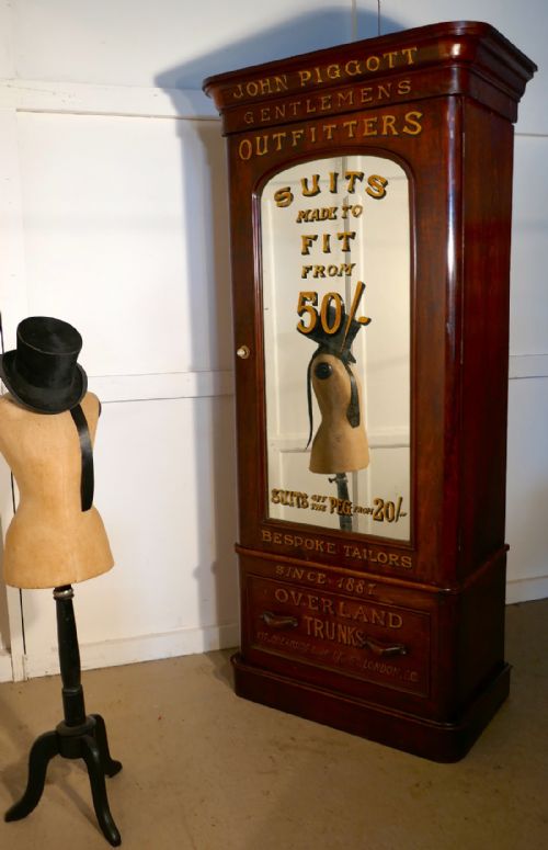 Victorian Mahogany Gentleman’s Wardrobe from a Gentleman’s Outfitter Shop Display