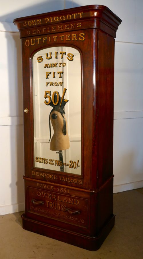 fig 2. Victorian Mahogany Gentleman’s Wardrobe from a Gentleman’s Outfitter Shop Display