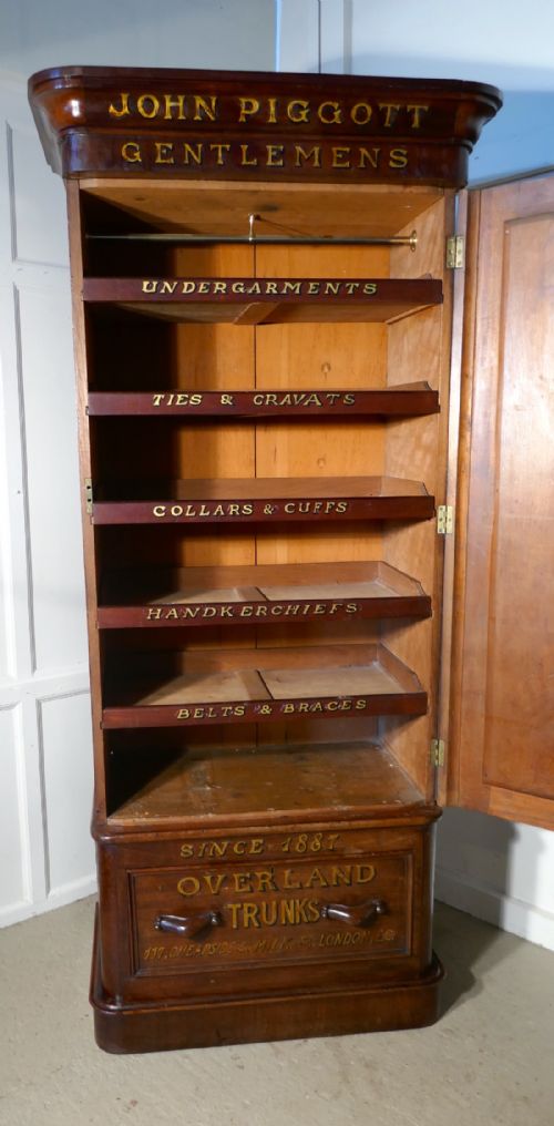 fig 3. Victorian Mahogany Gentleman’s Wardrobe from a Gentleman’s Outfitter Shop Display