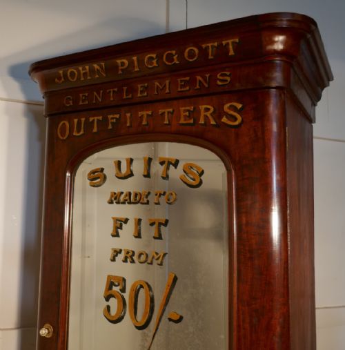 fig 5. Victorian Mahogany Gentleman’s Wardrobe from a Gentleman’s Outfitter Shop Display