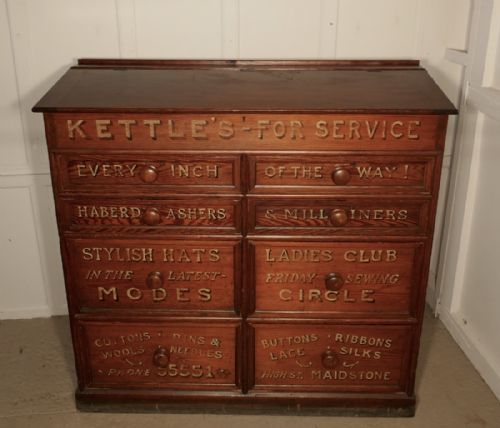 fig 3. Victorian Pitch Pine Painted Haberdashers Shop Cabinet