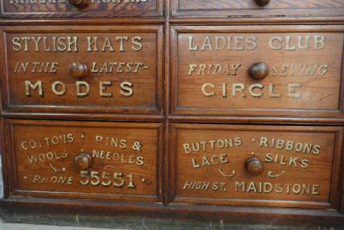 fig 4. Victorian Pitch Pine Painted Haberdashers Shop Cabinet