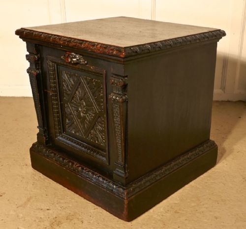 fig 1. Victorian Gothic Carved Oak Purdonium or Green Man Coal Box