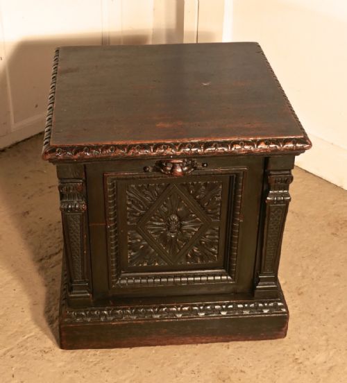 fig 2. Victorian Gothic Carved Oak Purdonium or Green Man Coal Box