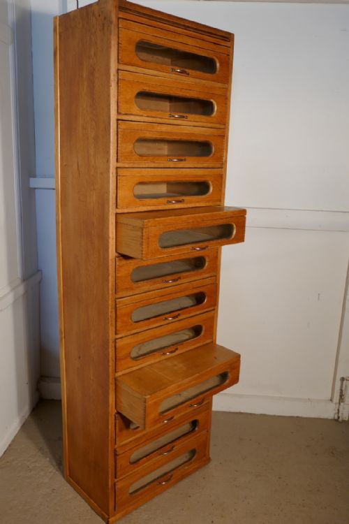 fig 1. Vintage Art Deco Tall Haberdashery Cabinet, Shop Fitting