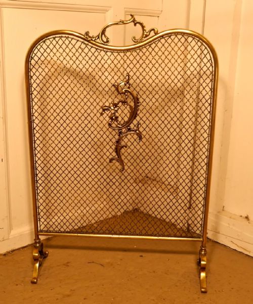 Art Nouveau Brass Fire Guard, Spark Screen