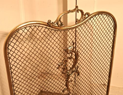 fig 1. Art Nouveau Brass Fire Guard, Spark screen