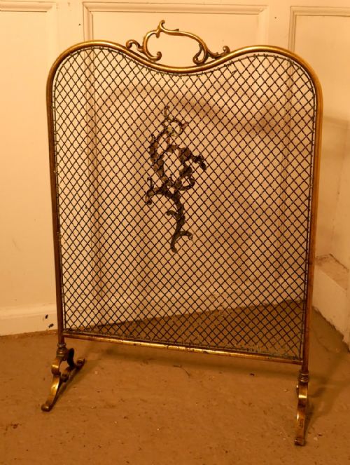 fig 2. Art Nouveau Brass Fire Guard, Spark screen