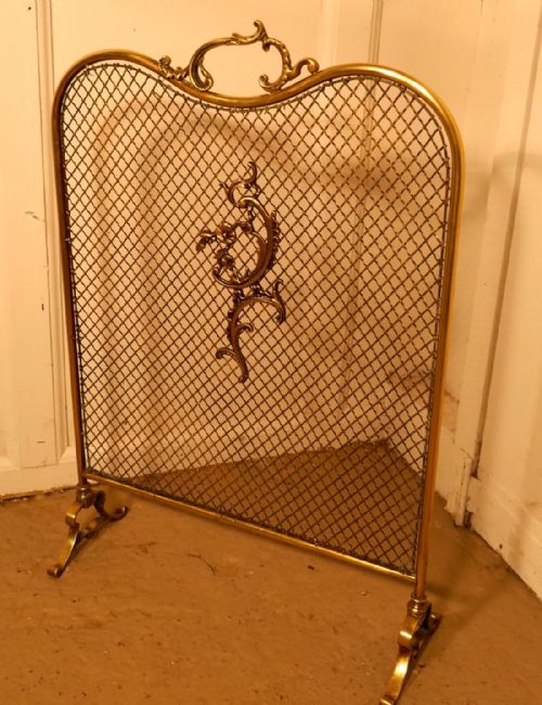 fig 4. Art Nouveau Brass Fire Guard, Spark screen