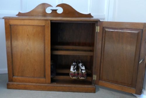 19th Century Blonde Mahogany Hall Shoe Cupboard