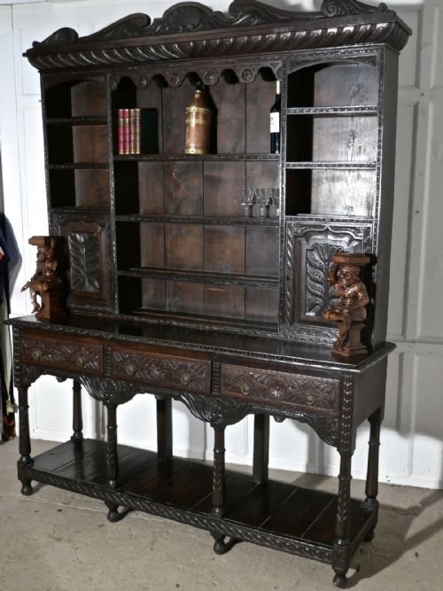 18th Century Carved Oak Dresser with Tree of Life Carvings