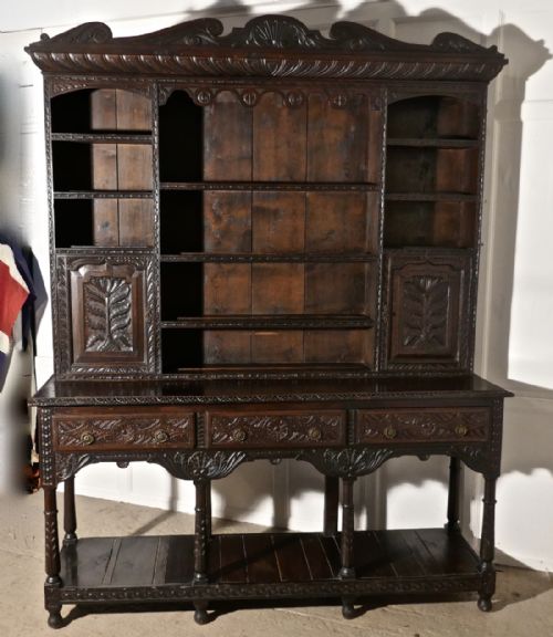 fig 1. 18th Century Carved Oak Dresser with Tree of Life Carvings 