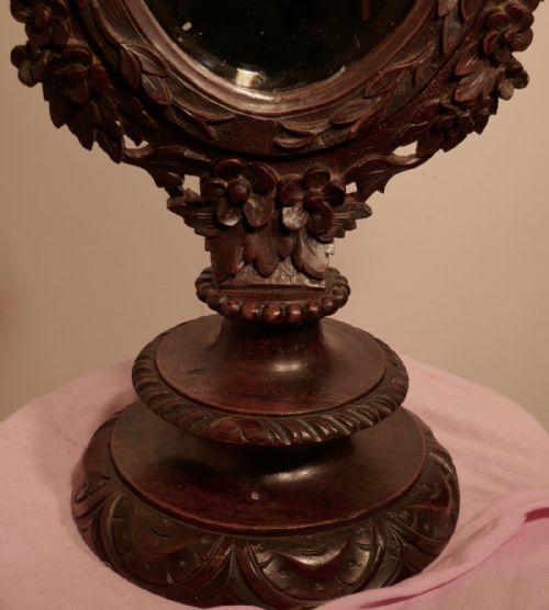 fig 3. A 19th Century Gothic Walnut Vanity Mirror, Carved with Angels