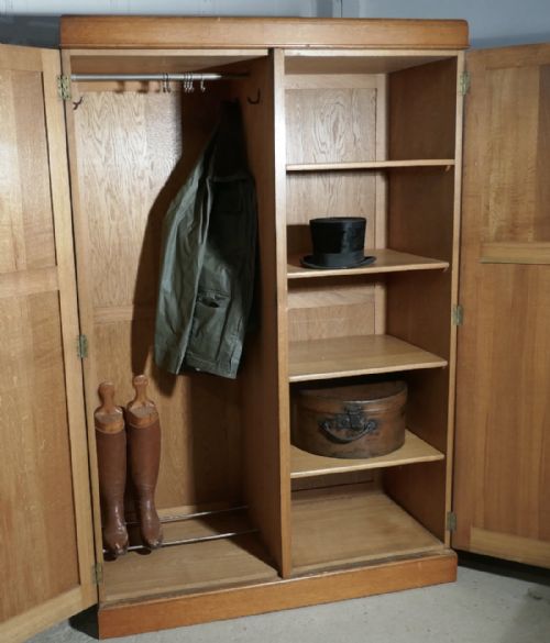 fig 1. Edwardian Sign Painted Golden Oak Cupboard, Sports Wardrobe