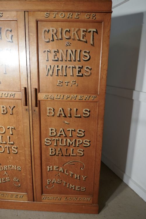 fig 3. Edwardian Sign Painted Golden Oak Cupboard, Sports Wardrobe