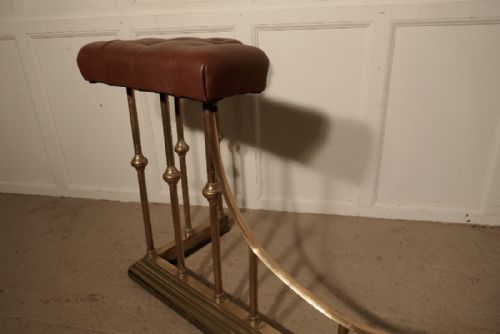 fig 2. Large 19th century Brass and Leather Club Fender, Buttoned Leather Seats