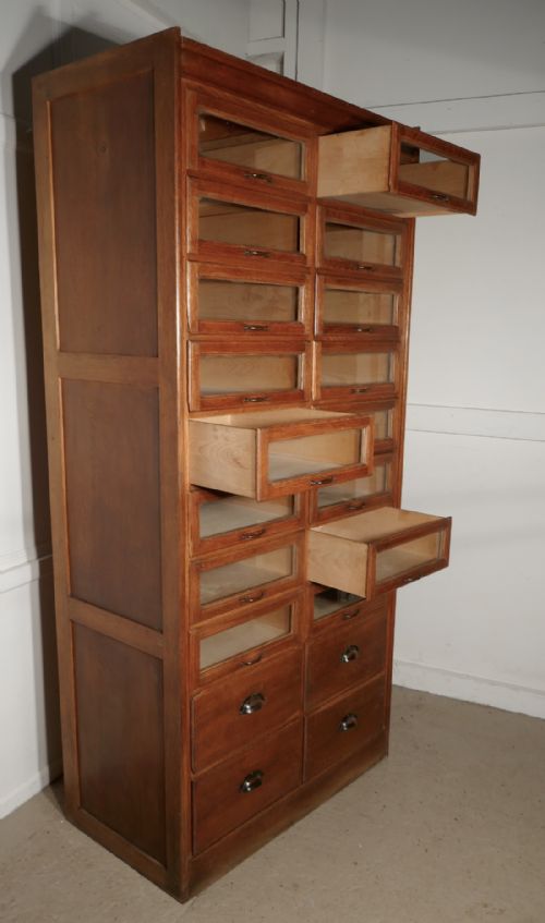 fig 1. Vintage Art Deco Tall Haberdashery Cabinet, Shop Fitting