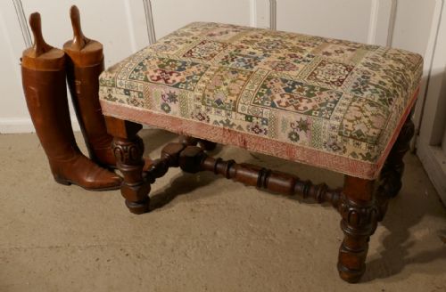Victorian Oak Library Stool or Window Seat