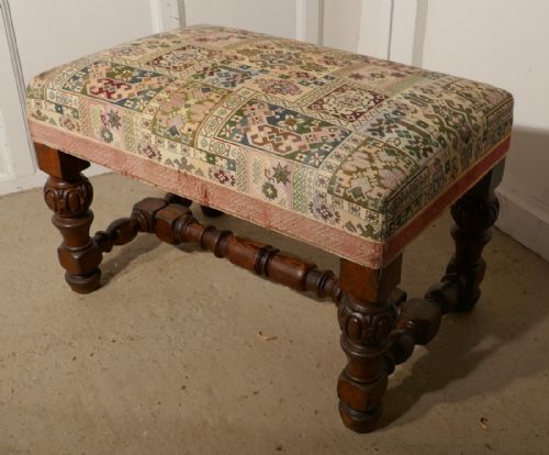 fig 1. Victorian Oak Library Stool or Window Seat