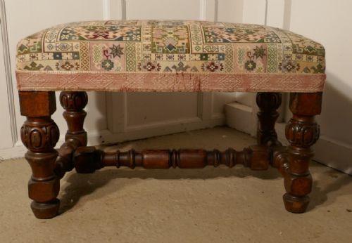 fig 2. Victorian Oak Library Stool or Window Seat