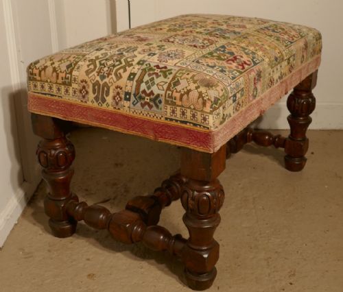 fig 3. Victorian Oak Library Stool or Window Seat